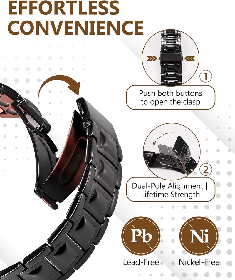 Feraco Copper Bracelet for Men 3X Strength,Magnetic Therapy Bracelet Copper Jewelry with Powerful 3800 Gauss Magnets - Image 5